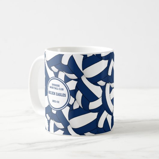 Blauw Wit Volleybal Team Kleuren Coach bedankt Koffiemok (Voorkant links)