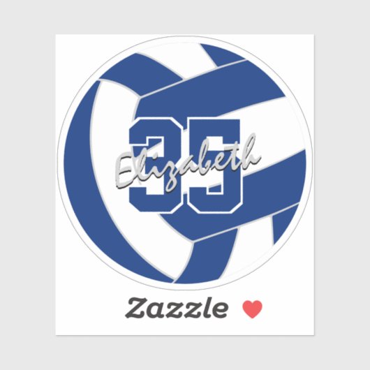 Blauw wit volleybal team kleuren gepersonaliseerd sticker (Vel)