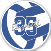 Blauw wit volleybal team kleuren gepersonaliseerd sticker (Voorkant)