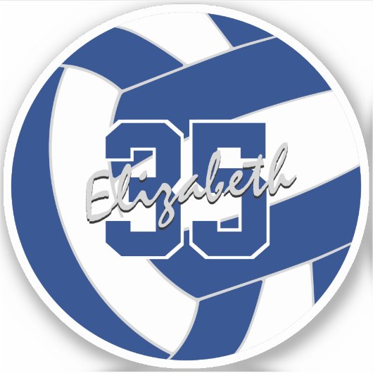 Blauw wit volleybal team kleuren gepersonaliseerd sticker (Voorkant)