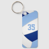 blauw wit volleybal team kleuren kinder naam sleutelhanger (Voorkant)