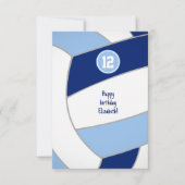 Blauw wit volleybal verjaardag of gefeliciteerd kaart (Voorkant)