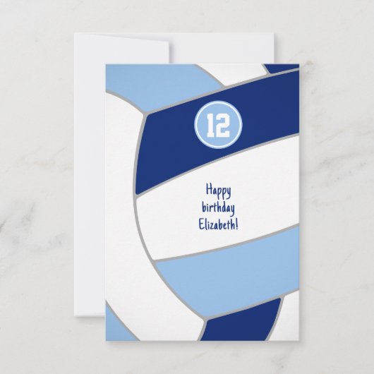 Blauw wit volleybal verjaardag of gefeliciteerd kaart (Voorkant)