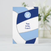 Blauw wit volleybal verjaardag of gefeliciteerd kaart (Staand voorkant)