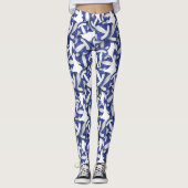 blauw wit volleybalbalpatroon leggings (Voorkant)