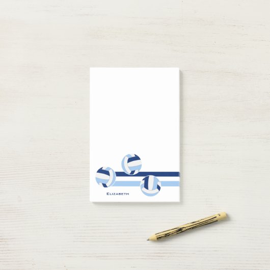 Blauw wit volleyballen aangepaste naam post-it® notes (Op bureau)