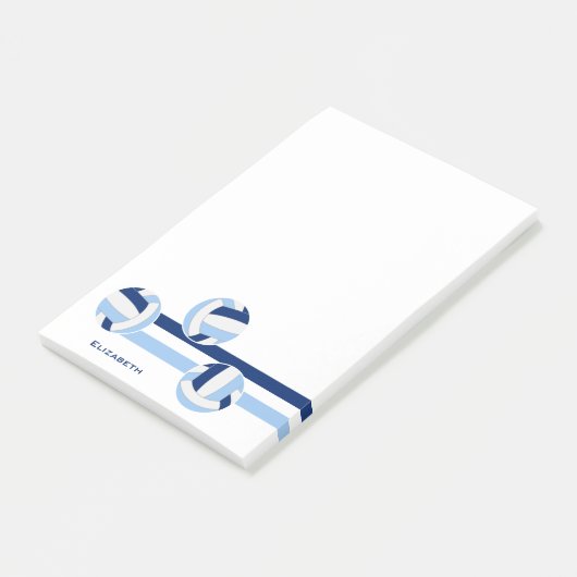 Blauw wit volleyballen aangepaste naam post-it® notes (Schuin)