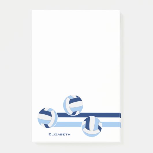 Blauw wit volleyballen aangepaste naam post-it® notes (Voorkant)
