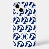 Blauw wit volleyballen patroon met monogram Case-Mate iPhone case (Achterkant)