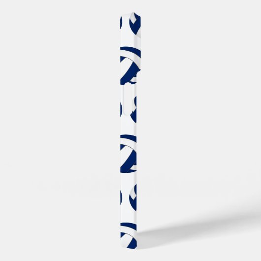 Blauw wit volleyballen patroon met monogram Case-Mate iPhone case (Achterkant / Rechts)