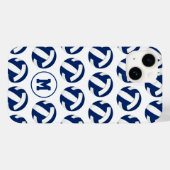 Blauw wit volleyballen patroon met monogram Case-Mate iPhone case (Achterkant (horizontaal))