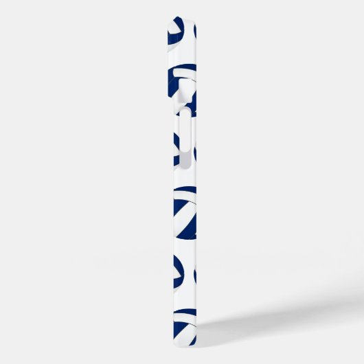 Blauw wit volleyballen patroon met monogram Case-Mate iPhone case (Achterkant / Links)