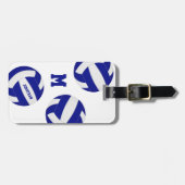 blauw wit volleybalteam kleuren jongens meisjes bagagelabel (Voorkant horizontaal)