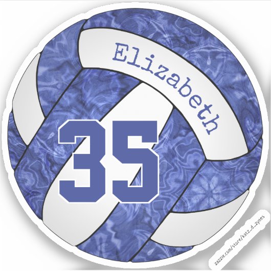 blauw wit volleybalteam sticker (Voorkant)