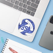 blauw wit volleybalteam sticker (Laptop met iPhone)