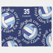 Blauw wit volleybalveld is mijn gelukkige plek fleece deken (Voorkant (Horizontaal))
