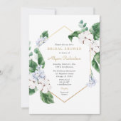 Blauw wit voorjaar bloemen goud lijst vrijgezellen kaart (Voorkant)