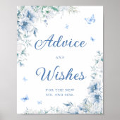 Blauw Wit Vrijgezellenfeest Advies en Wensen Poster (Voorkant)