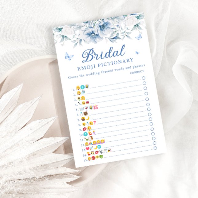 Blauw Wit Vrijgezellenfeest Emoji Pictionary Game (Creator heeft geüpload)