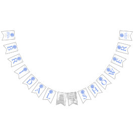 Blauw wit vrijgezellenfeest foto's onder vlaggen vlaggetjes