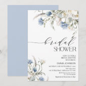 Blauw wit Vrijgezellenfeest van wilde bloemen Kaart (Voorkant / Achterkant)