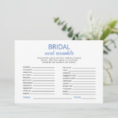 Blauw & Wit Vrijgezellenfeest Word Scramble spel Kaart (Staand voorkant)