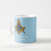 Blauw-wit vrijmetselaarskomp koffiemok (Voorkant links)