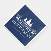 Blauw & Wit Vrolijk Kerstpapier Servetten (Hoek)
