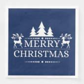 Blauw & Wit Vrolijk Kerstpapier Servetten (Voorkant)