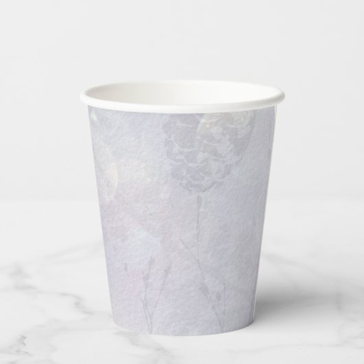 Blauw Wit Waterverf Bloemen 100ste Verjaardag Papieren Bekers (Achterkant)