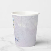 Blauw Wit Waterverf Bloemen 90ste Verjaardag Papieren Bekers (Links)