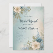 Blauw Wit Waterverf Bloemen Vrijgezellenfeest Brun Kaart (Voorkant)