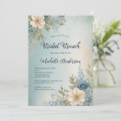 Blauw Wit Waterverf Bloemen Vrijgezellenfeest Brun Kaart (Staand voorkant)