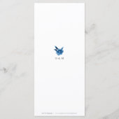 Blauw & wit waterverf bloemenbruiloft menu (Achterkant)