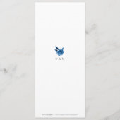 Blauw & wit waterverf bloemenbruiloft menu (Achterkant)