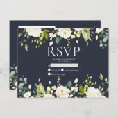 Blauw & Wit Waterverf Bloemendruppel Geen Menu RSV (Voorkant / Achterkant)