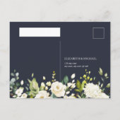 Blauw & Wit Waterverf Bloemendruppel Geen Menu RSV (Achterkant)