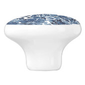 Blauw & Wit Waterverf Bloemenvlinder Elegant Keramische Knop (Zijkant)