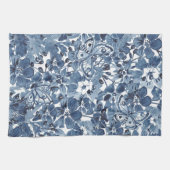 Blauw & Wit Waterverf Bloemenvlinder Elegant Theedoek (Horizontaal)