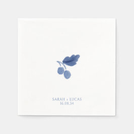 Blauw & Wit Waterverf Botanische bruiloft servette Servet