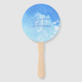 Blauw & Wit Waterverf Delicaat Bladgroen Handwaaier (Achterkant)