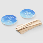 Blauw & Wit Waterverf Delicaat Bladgroen Handwaaier (Niet-gemonteerd)