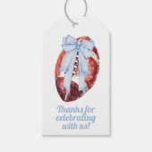 Blauw & Wit Waterverf Football Gift Label Cadeaulabel (Voorkant)