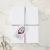 Blauw & Wit Waterverf Football Gift Label Cadeaulabel (Met Touw)