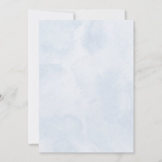 Blauw Wit Waterverf Kleding Baby shower Kaart (Achterkant)