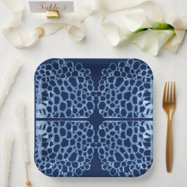 Blauw & Wit Waterverf Kuststijl Papieren Bordje