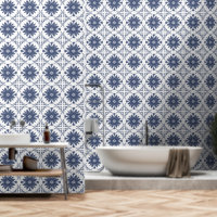 Blauw Wit Waterverf Mediterraan Tegel Patroon