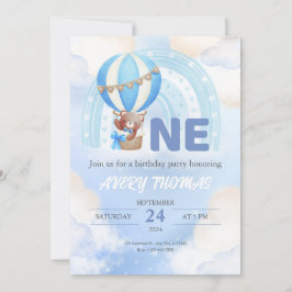 Blauw-wit Waterverf minimalistisch verjaardagsfees Kaart