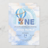 Blauw-wit Waterverf minimalistisch verjaardagsfees Kaart (Voorkant / Achterkant)