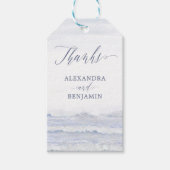 Blauw Wit Waterverf Nautisch Strand Bruiloft Cadeaulabel (Voorkant)